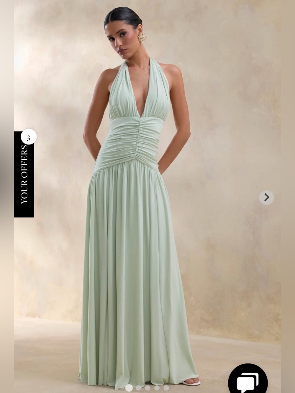 Club London BETTINA Sage Jersey Plunge Maxi Dress